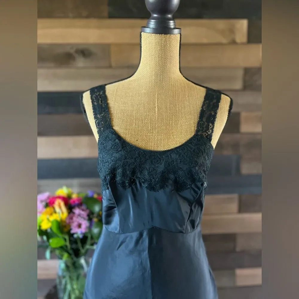 Vintage 1960s Lady Lynne Black Lace Lingerie Night Gown Slip Dress - Picture 2 of 8